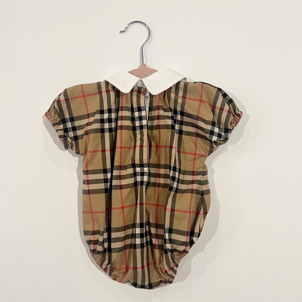 (Newborn) Burberry Girl's Odessa Check-Print Bubble Romper - Picture 2 of 4